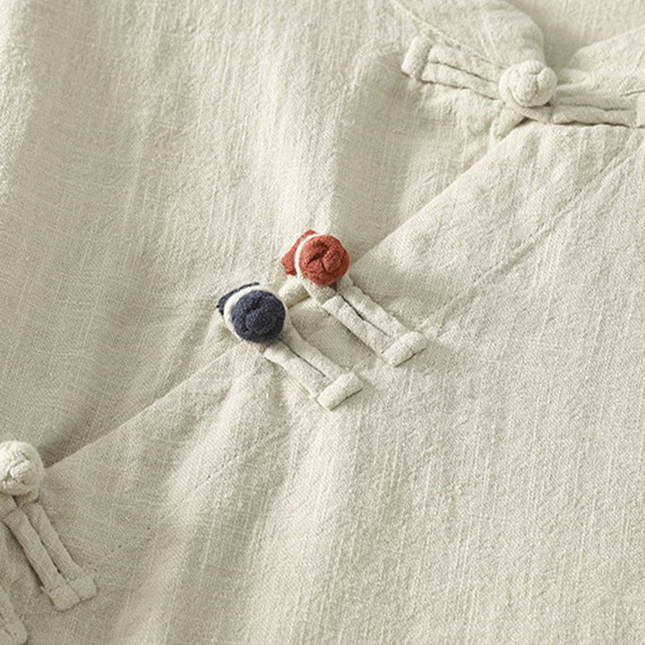 Vestido midi de algodón de manga larga con diseño de rana y cierre diagonal de Buddha Stones Spring - image 10