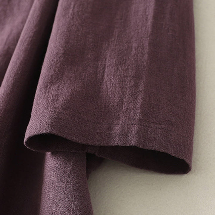 Vestido midi de algodón de manga larga con diseño de rana y cierre diagonal de Buddha Stones Spring - image 4