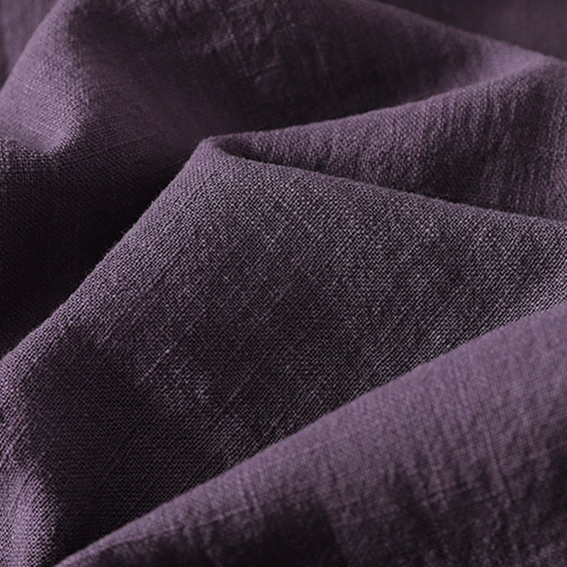 Vestido midi de lino y algodón de manga larga con diseño asimétrico, botones de rana y estilo vintage de Buddha Stones - image 11