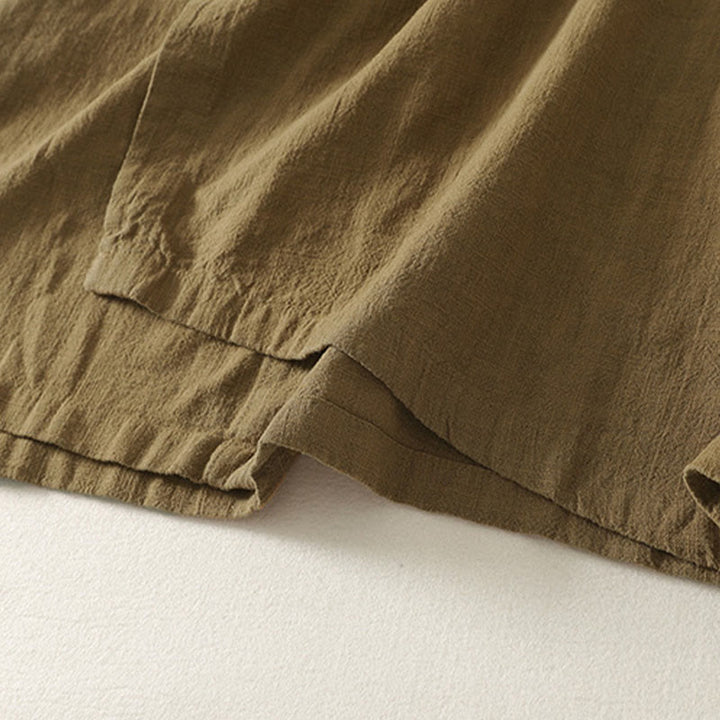 Vestido midi de lino y algodón de manga larga con diseño asimétrico, botones de rana y estilo vintage de Buddha Stones - image 5