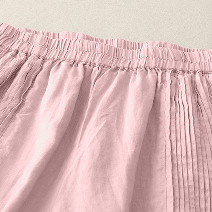 Pantalones casuales Buddha Stones de poliéster con pliegues, pierna ancha y bolsillos para mujer. - image 4