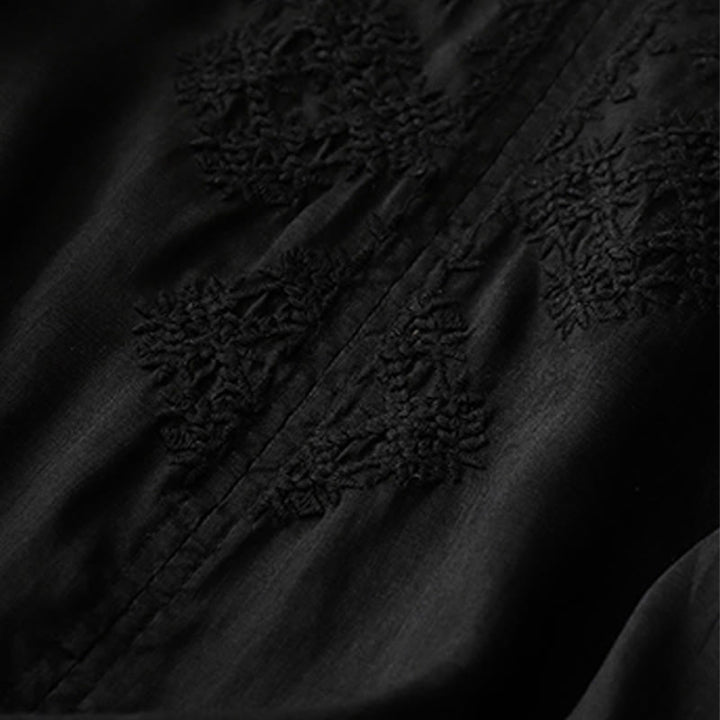 Camisa de mujer de media manga con cuello en V y bordado de líneas de Buddha Stones - image 15