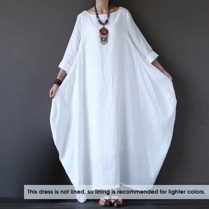 Vestido largo de algodón con mangas tres cuartos y estampado de Buddha Stones para mujer - image 2