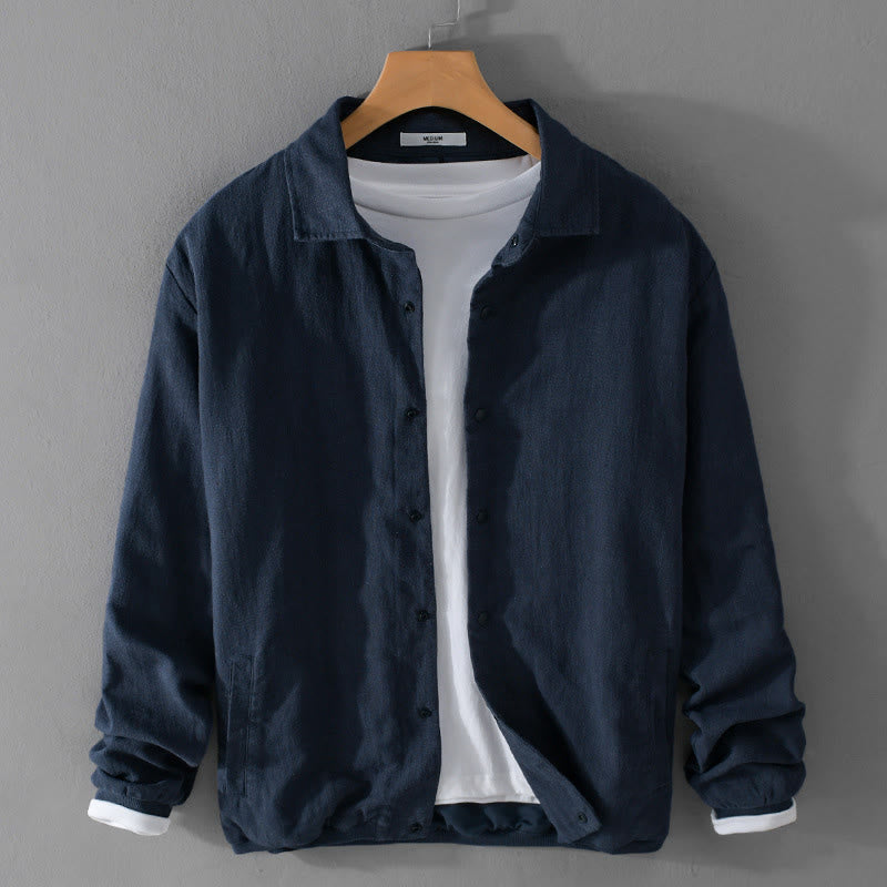 Chaqueta de lino y algodón para hombre, de manga larga, acanalada y con bolsillos, con diseño de Buddha Stones - Marina de guerra - US/UK/AU42, EU52 (3XL) - image 12
