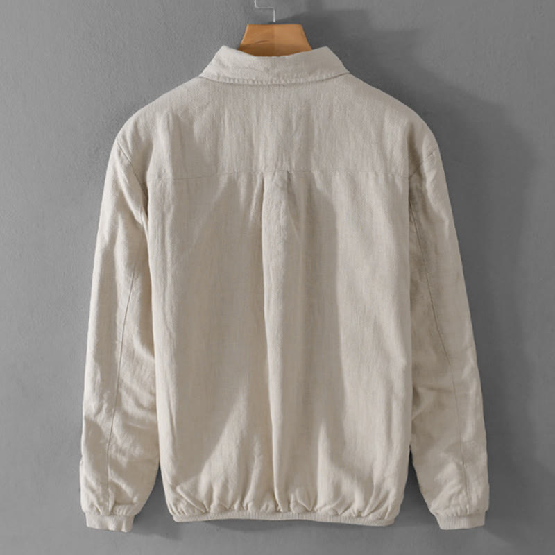 Chaqueta de lino y algodón para hombre, de manga larga, acanalada y con bolsillos, con diseño de Buddha Stones - image 1