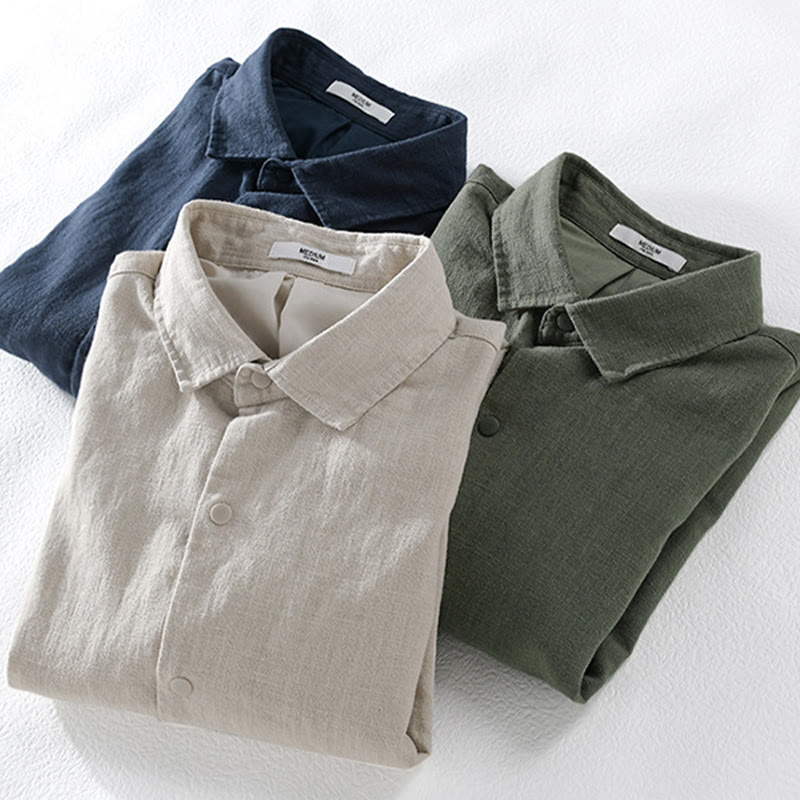 Chaqueta de lino y algodón para hombre, de manga larga, acanalada y con bolsillos, con diseño de Buddha Stones - image 17