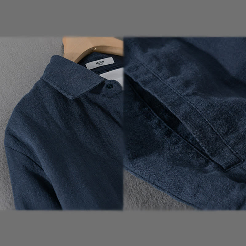 Chaqueta de lino y algodón para hombre, de manga larga, acanalada y con bolsillos, con diseño de Buddha Stones - image 14