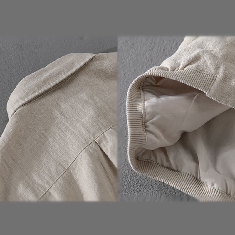 Chaqueta de lino y algodón para hombre, de manga larga, acanalada y con bolsillos, con diseño de Buddha Stones - image 4