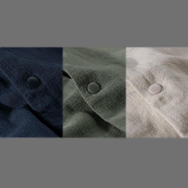 Chaqueta de lino y algodón para hombre, de manga larga, acanalada y con bolsillos, con diseño de Buddha Stones - image 22