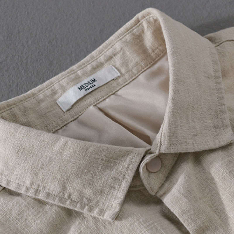 Chaqueta de lino y algodón para hombre, de manga larga, acanalada y con bolsillos, con diseño de Buddha Stones - image 2