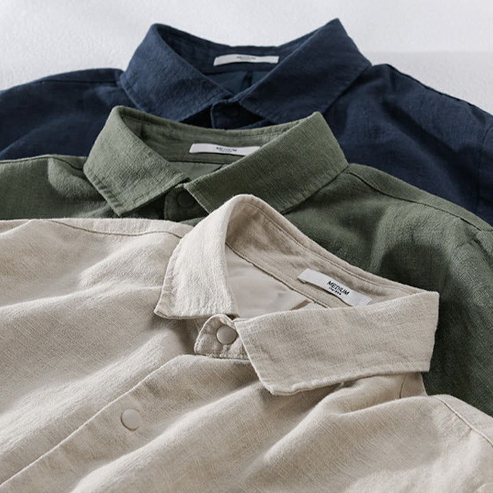 Chaqueta de lino y algodón para hombre, de manga larga, acanalada y con bolsillos, con diseño de Buddha Stones - image 19