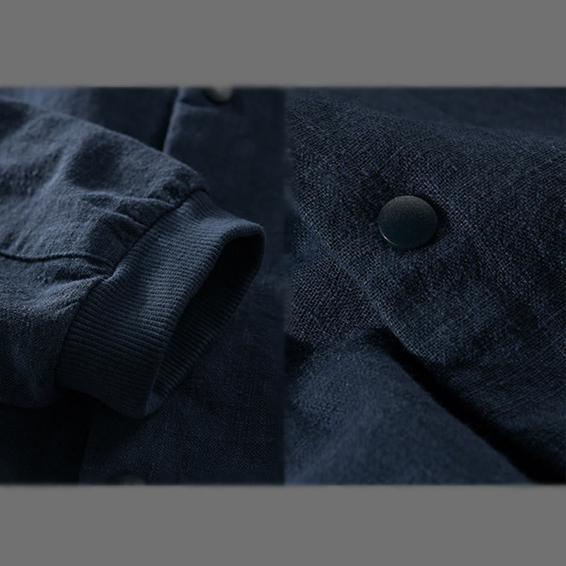 Chaqueta de lino y algodón para hombre, de manga larga, acanalada y con bolsillos, con diseño de Buddha Stones - image 16