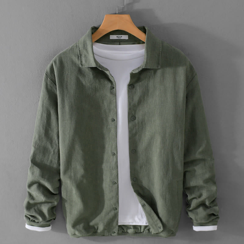 Chaqueta de lino y algodón para hombre, de manga larga, acanalada y con bolsillos, con diseño de Buddha Stones - Verdemar - US/UK/AU42, EU52 (3XL) - image 8