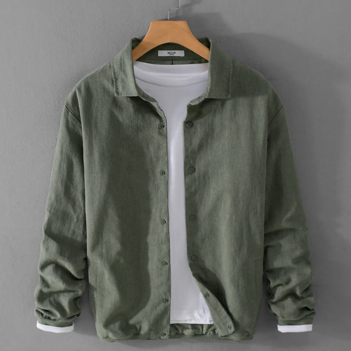 Chaqueta de lino y algodón para hombre, de manga larga, acanalada y con bolsillos, con diseño de Buddha Stones - Verdemar - US/UK/AU42, EU52 (3XL) - image 8