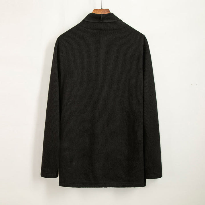Chaqueta de algodón de manga larga para hombre con diseño de cuello irregular y liso con Buddha Stones - image 1