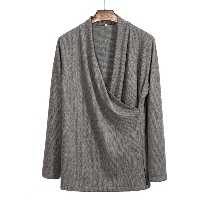 Chaqueta de algodón de manga larga para hombre con diseño de cuello irregular y liso con Buddha Stones - image 8