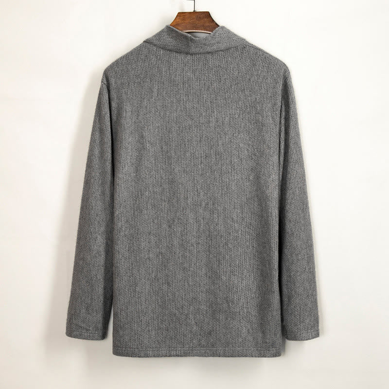 Chaqueta de algodón de manga larga para hombre con diseño de cuello irregular y liso con Buddha Stones - image 3