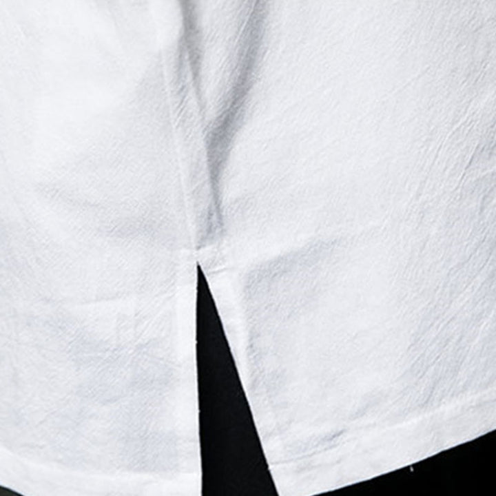 Camisa de manga larga de algodón para hombre, traje Tang sencillo con botones de rana y Buddha Stones - image 22
