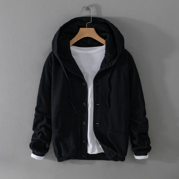 Sudadera con capucha y dobladillo acanalado con diseño de Buddha Stones para hombre, de manga larga, de algodón y lino, con bolsillos - Negro - US/UK/AU42, EU52 (3XL) - image 11