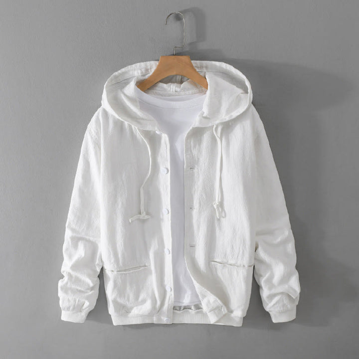 Sudadera con capucha y dobladillo acanalado con diseño de Buddha Stones para hombre, de manga larga, de algodón y lino, con bolsillos - Blanco - US/UK/AU42, EU52 (3XL) - image 15