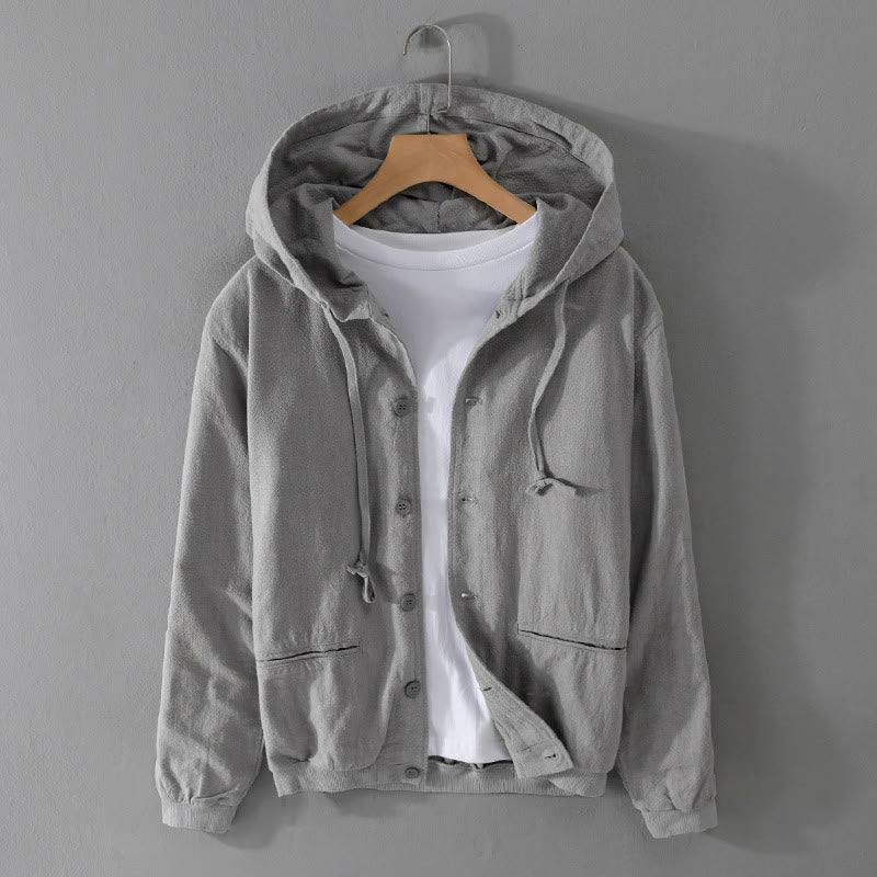 Sudadera con capucha y dobladillo acanalado con diseño de Buddha Stones para hombre, de manga larga, de algodón y lino, con bolsillos - Gris oscuro - US/UK/AU42, EU52 (3XL) - image 0