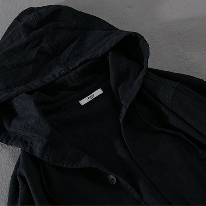 Sudadera con capucha y dobladillo acanalado con diseño de Buddha Stones para hombre, de manga larga, de algodón y lino, con bolsillos - image 12