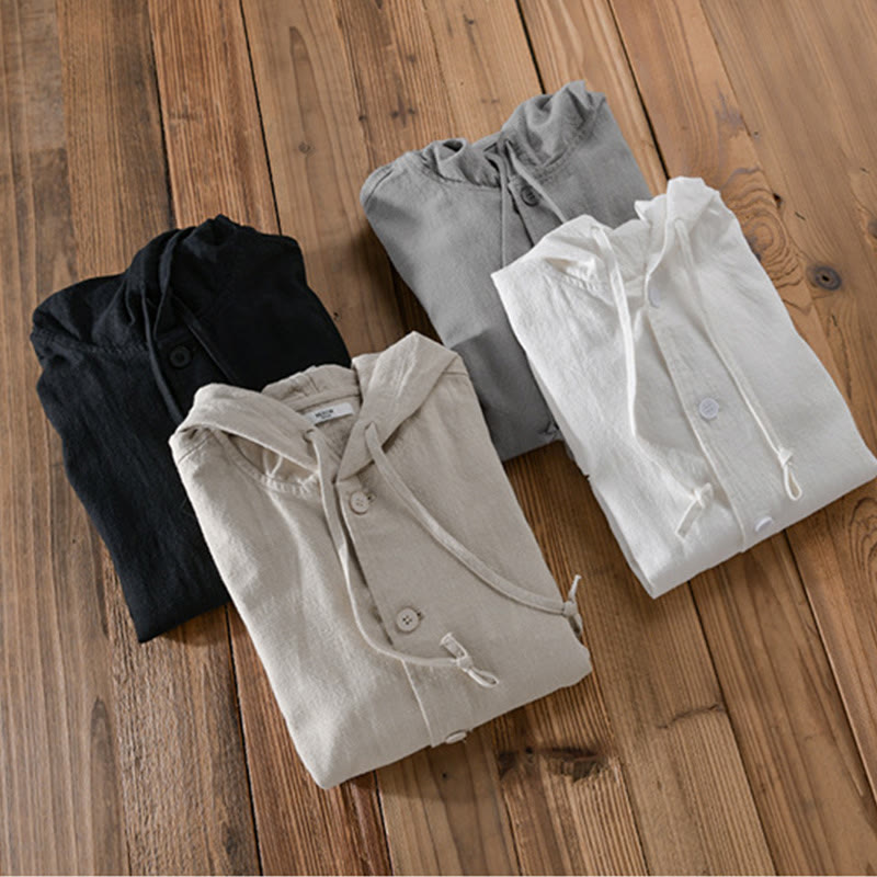 Sudadera con capucha y dobladillo acanalado con diseño de Buddha Stones para hombre, de manga larga, de algodón y lino, con bolsillos - image 20