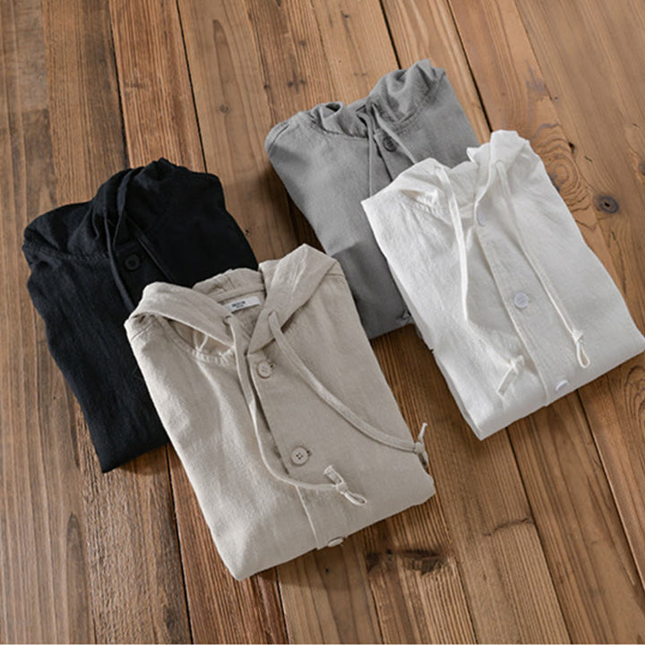 Sudadera con capucha y dobladillo acanalado con diseño de Buddha Stones para hombre, de manga larga, de algodón y lino, con bolsillos - image 20