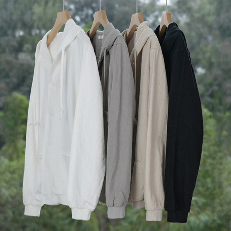 Sudadera con capucha y dobladillo acanalado con diseño de Buddha Stones para hombre, de manga larga, de algodón y lino, con bolsillos - image 24
