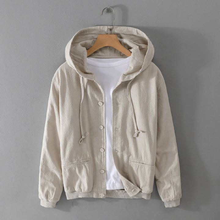 Sudadera con capucha y dobladillo acanalado con diseño de Buddha Stones para hombre, de manga larga, de algodón y lino, con bolsillos - Beige - US/UK/AU42, EU52 (3XL) - image 5