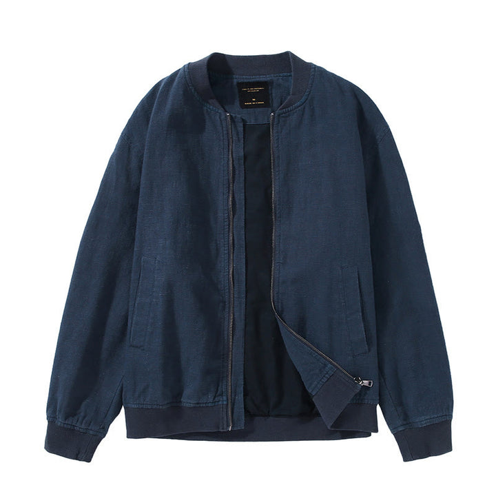 Chaqueta de lino y algodón para hombre, de manga larga, con cuello alto, cremallera y bolsillos, de invierno, con diseño de Buddha Stones - image 11