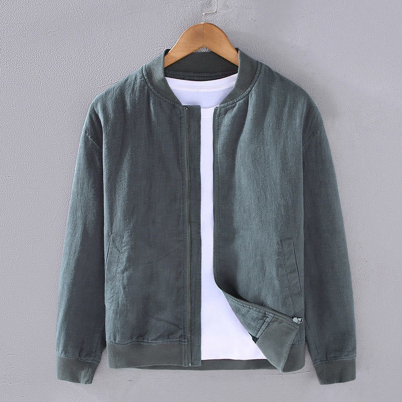 Chaqueta de lino y algodón para hombre, de manga larga, con cuello alto, cremallera y bolsillos, de invierno, con diseño de Buddha Stones - Cadete Azul - US/UK/AU42, EU52 (3XL) - image 12