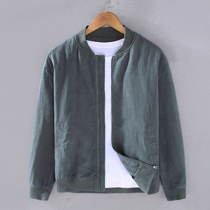Chaqueta de lino y algodón para hombre, de manga larga, con cuello alto, cremallera y bolsillos, de invierno, con diseño de Buddha Stones - Cadete Azul - US/UK/AU42, EU52 (3XL) - image 12