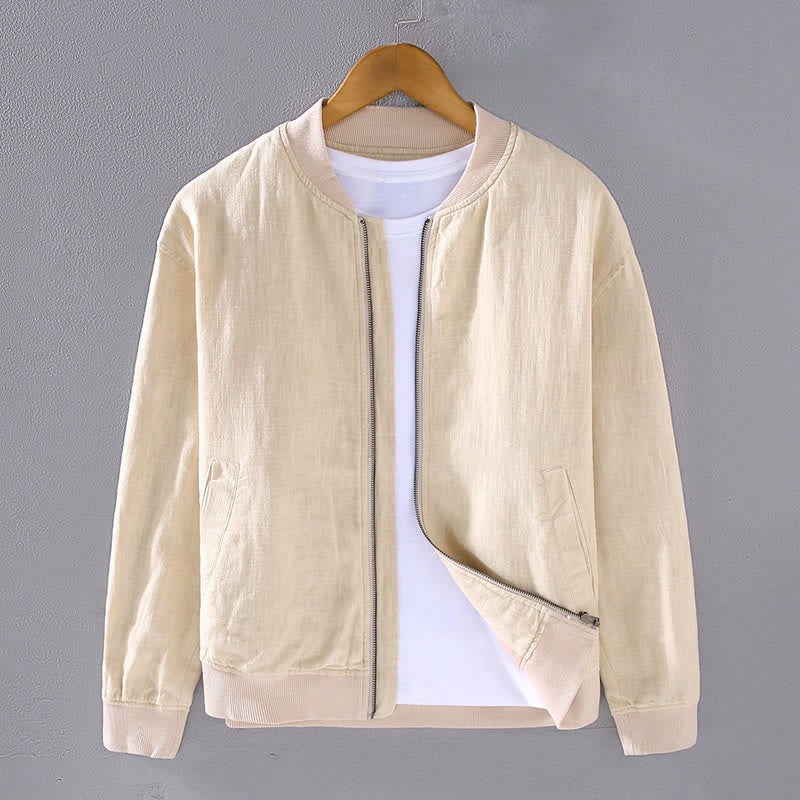 Chaqueta de lino y algodón para hombre, de manga larga, con cuello alto, cremallera y bolsillos, de invierno, con diseño de Buddha Stones - Amarillo vara de oro claro - US/UK/AU42, EU52 (3XL) - image 13