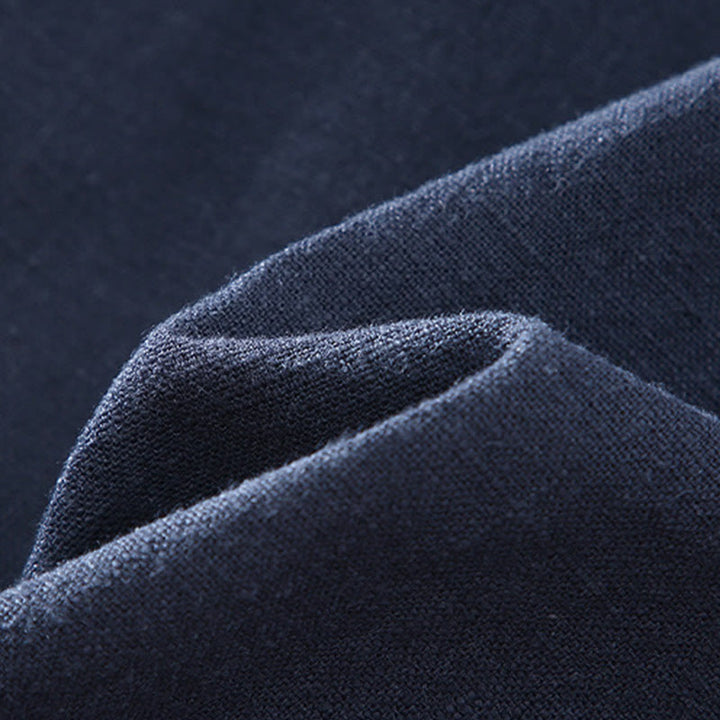 Chaqueta de lino y algodón para hombre, de manga larga, con cuello alto, cremallera y bolsillos, de invierno, con diseño de Buddha Stones - image 7