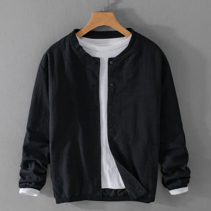 Camisa de lino y algodón de manga larga para hombre con dobladillo acanalado de color liso y bolsillos de Buddha Stones  - Negro - US/UK/AU42, EU52 (3XL) - image 14
