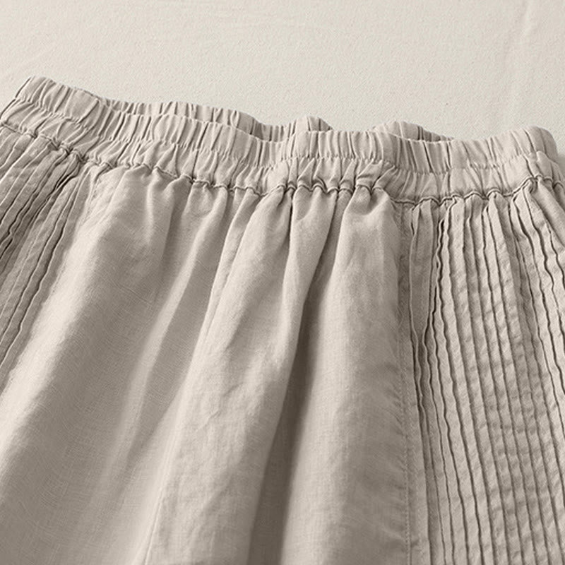 Pantalones casuales Buddha Stones de poliéster con pliegues, pierna ancha y bolsillos para mujer. - image 15