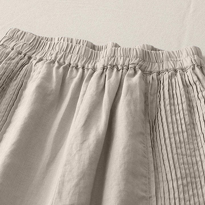Pantalones casuales Buddha Stones de poliéster con pliegues, pierna ancha y bolsillos para mujer. - image 15