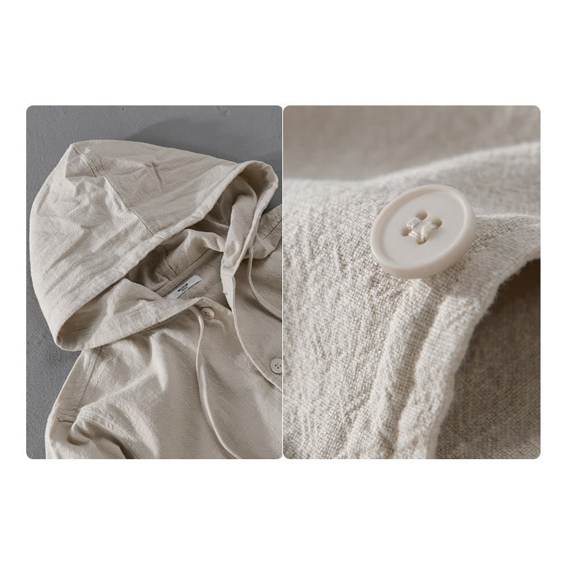 Sudadera con capucha y dobladillo acanalado con diseño de Buddha Stones para hombre, de manga larga, de algodón y lino, con bolsillos - image 8