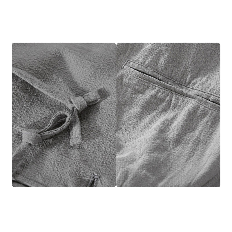 Sudadera con capucha y dobladillo acanalado con diseño de Buddha Stones para hombre, de manga larga, de algodón y lino, con bolsillos - image 3