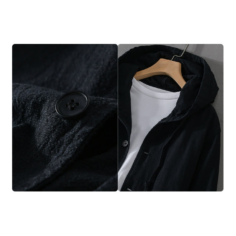 Sudadera con capucha y dobladillo acanalado con diseño de Buddha Stones para hombre, de manga larga, de algodón y lino, con bolsillos - image 13