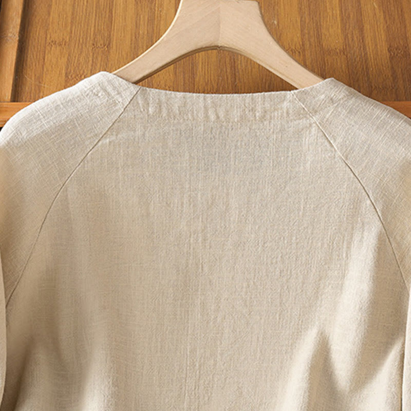 Camisa informal de algodón y poliéster de manga larga con estampado de Buddha Stones para mujer - image 3
