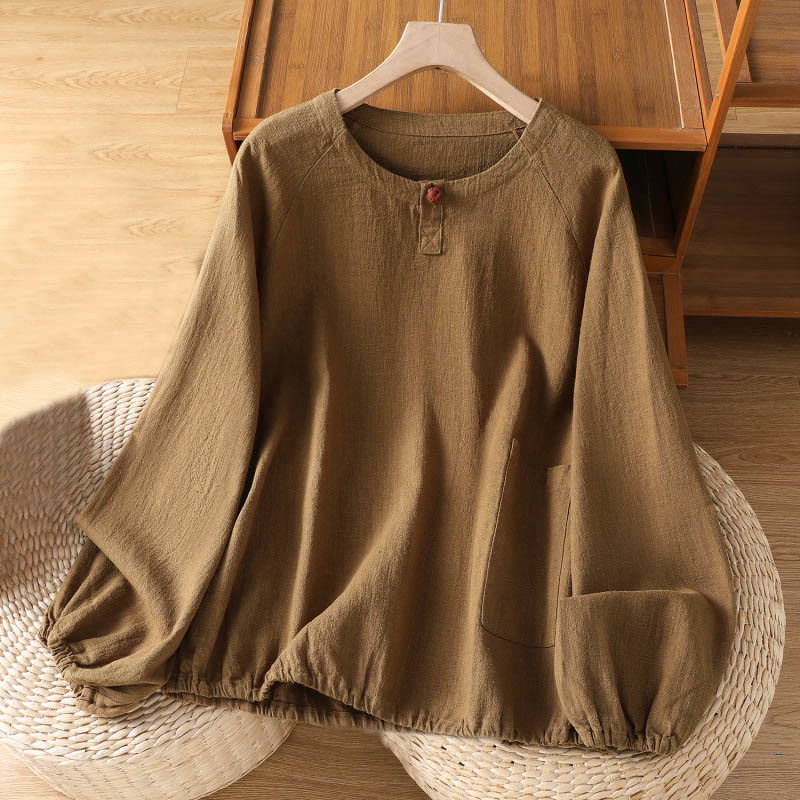 Camisa informal de algodón y poliéster de manga larga con estampado de Buddha Stones para mujer - Perú - US14，UK/AU18，EU46 (2XL) - image 15