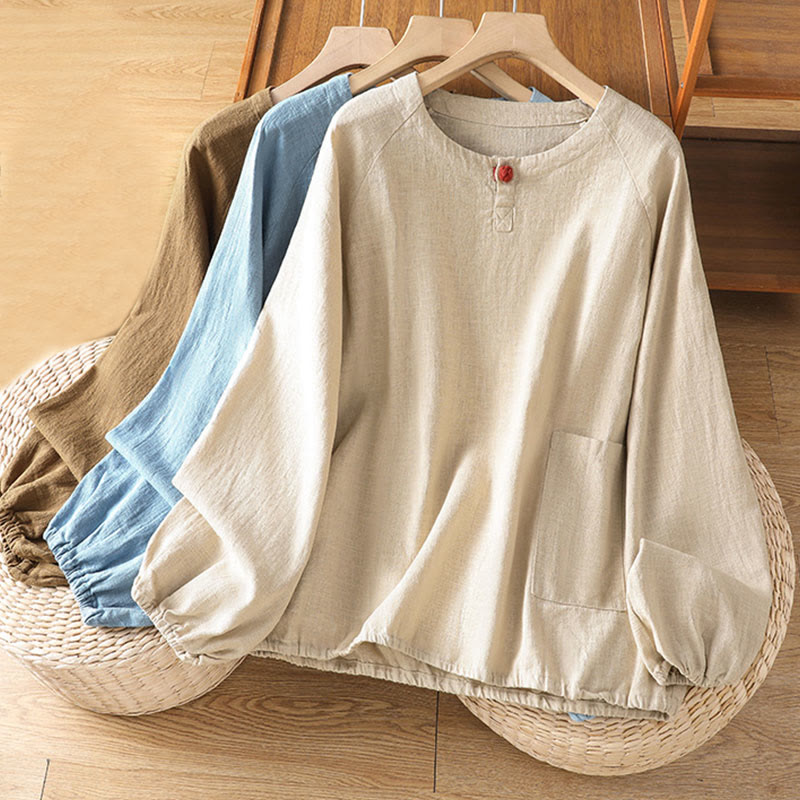 Camisa informal de algodón y poliéster de manga larga con estampado de Buddha Stones para mujer - image 22