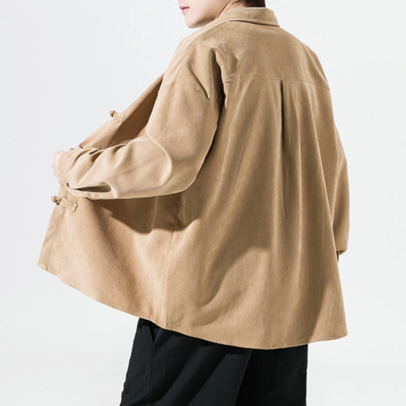 Camisa de manga larga de algodón para hombre con diseño de rana y botones chinos bordados con Buddha Stones - image 15