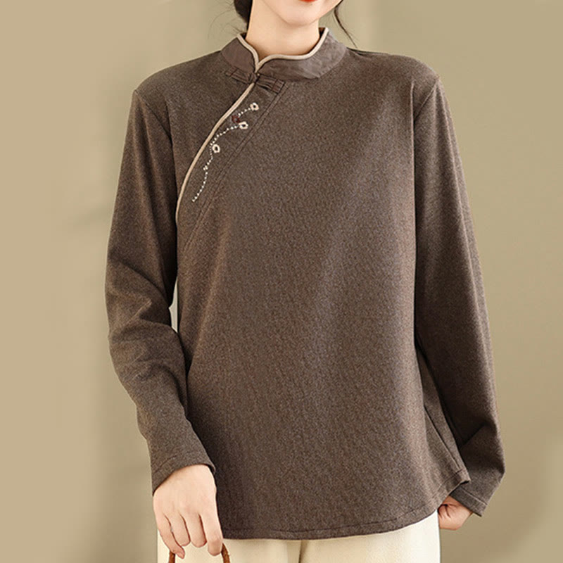 Camisa de manga larga de algodón con Buddha Stones para mujer - image 1