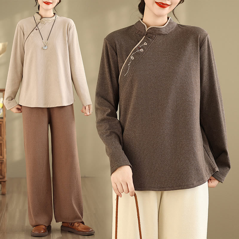 Camisa de manga larga de algodón con Buddha Stones para mujer - image 14