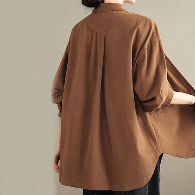 Buddha Stones Camisa informal de algodón de manga larga para mujer con bolsillos - image 16