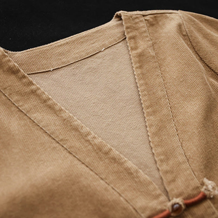 Chaqueta de pana de manga larga de algodón con bolsillos para mujer de Buddha Stones - image 6