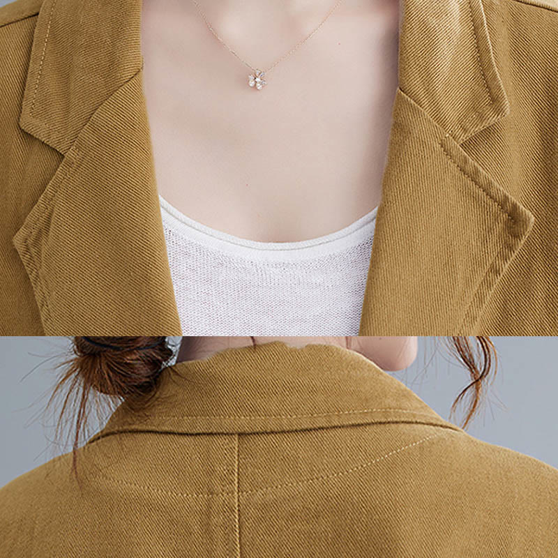Chaqueta blazer de algodón de manga larga para mujer, color liso, con bolsillos y estampado Buddha Stones - image 7